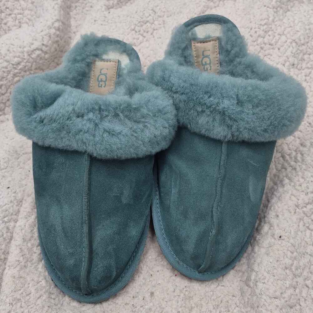 UGG SCUFFETTE II REGENERATE FOREST NIGHT SHEEPSKIN SLIPPERS Blue US 7